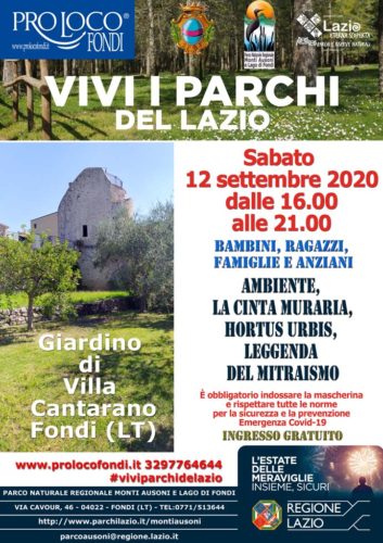 Vivi i Parchi del Lazio 2020 Parco Ausoni Pro Loco Fondi 12 settembre WEB